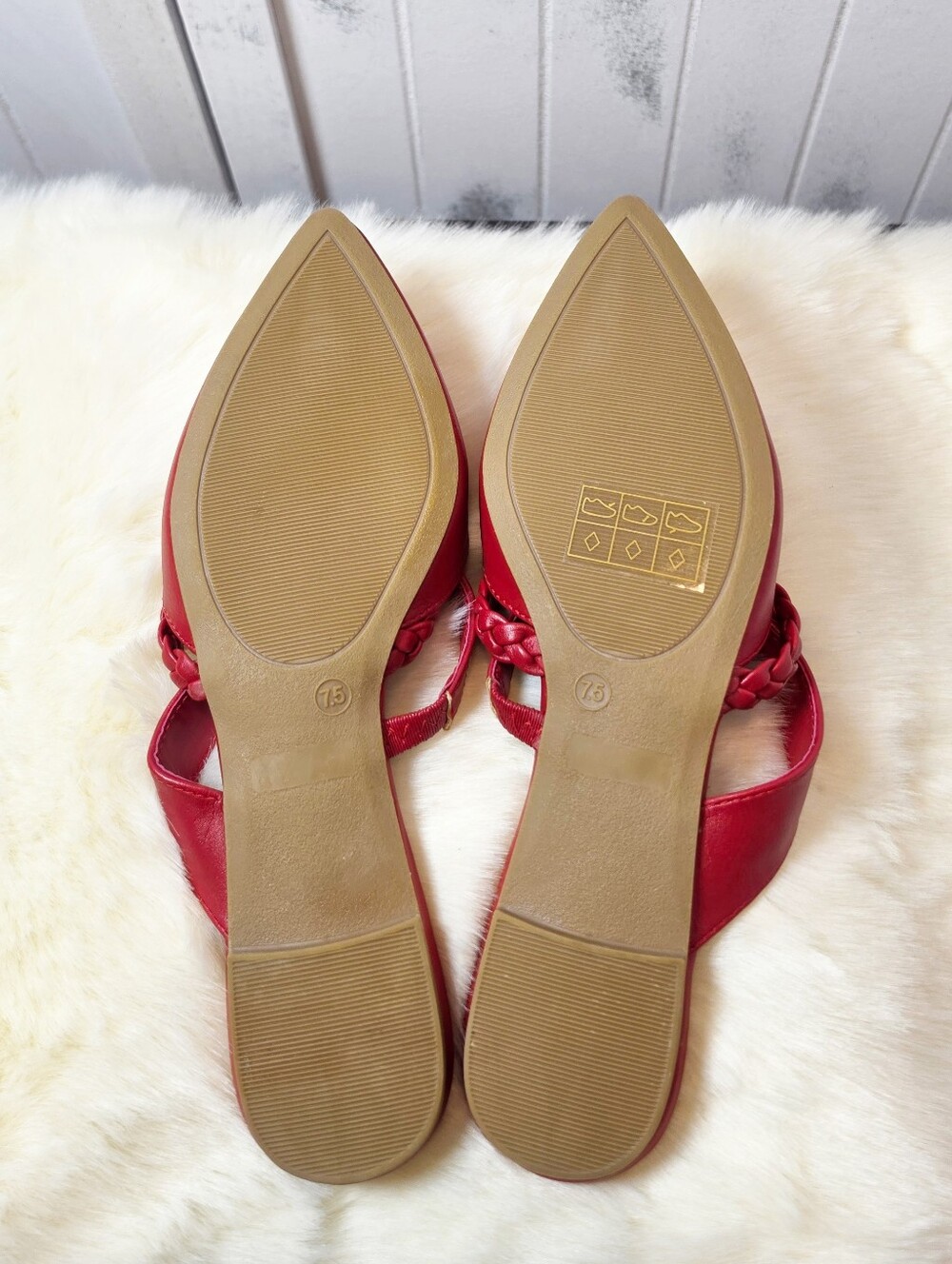 Journee Collection Red Braided-Strap Pointed Toe Mule - Picture 6 of 10